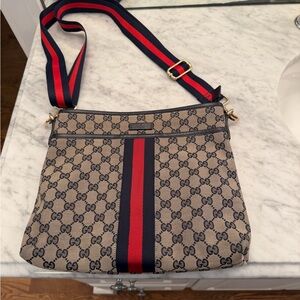Gucci Tan and Red Crossbody Bag